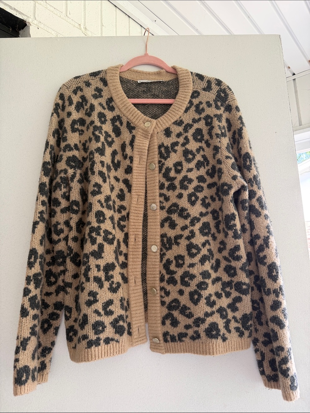 Abercrombie & Fitch Leopard-Print Cardigan - Tan & Black